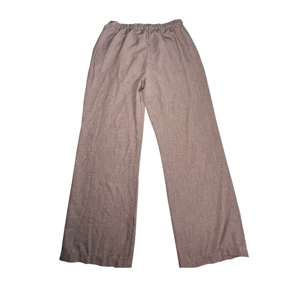 Wide Leg Lightweight Pants Women XL Brown Pleated High Rise Trousers Flowy Cool - Picture 3 of 11